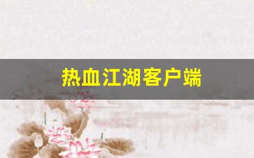 热血江湖客户端(热血江湖客户端不识别的物品怎么回事)